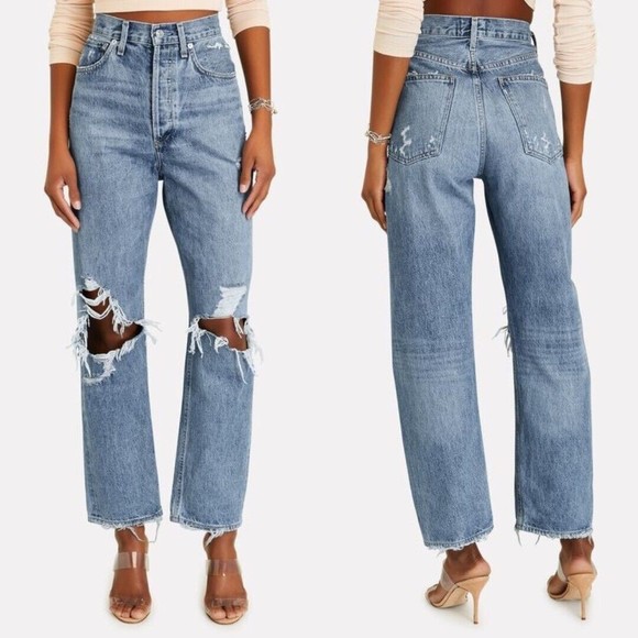 Agolde Denim - AGOLDE | 90s Mid Rise Straight Leg Distressed Jeans in Fall Out 27
